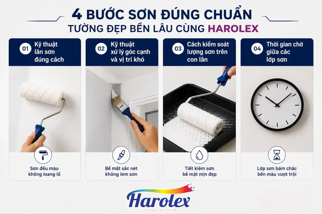 Kỹ thuật sơn bóng nội thất ở từng công đoạn